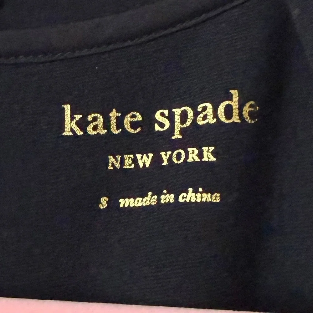 Kate Spade New York Dress Small Black White Colorblock Ruffle Sleeve Fit Flare